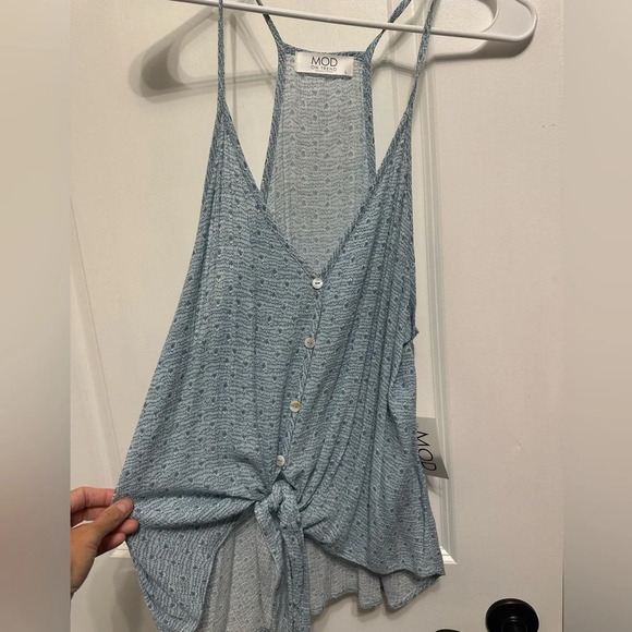 Mod boutique delicate blue racerbak w button front and tie front‎ tank NWT - Picture 1 of 5